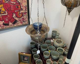 Rosewood Ornate Carvings Marble Top Nesting Tables Two Sets of Four Each