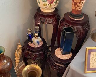 Ikebana Nageire Stoneware Vase Blue Black Japanese Art