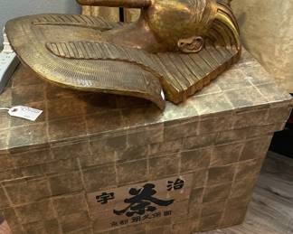 Chinese Tea Shipping Box, King Tut Decoration Plaster