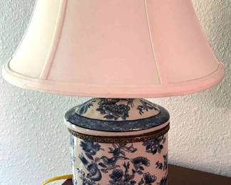 Small Blue on White Table Lamp