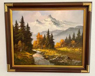 Oil On Canvas Mountain Scene Signed Chapman