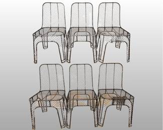 Set Of Six Wire Mesh Dining Side Chairs
