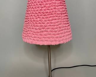 Brushed Nickel Table Lamp With Pink Fabric Shade
