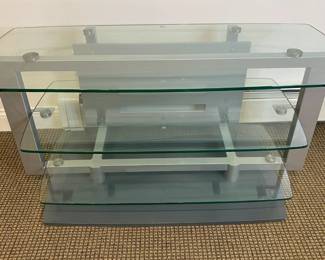 BDI Tempered Glass Three Tier Television Stand With Grey Frame
