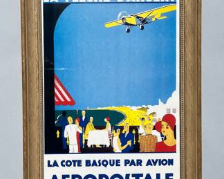 La Fleche D'argent La Cote Basque Par Avion Aeropostale Travel Poster
