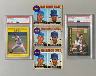 Collection Of Nolan Ryan Baseball Cards - 1968 Topps Nolan Ryan Rookie Cards, 2001 Nolan Ryan, 1991 Fleer Card
