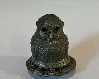 Vantines Cast Bronze Owl Incense Burner, Japan, C 1900
