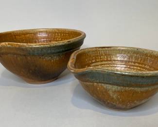 Two Studio Pottery Stoneware Nesting Batter Bowls
