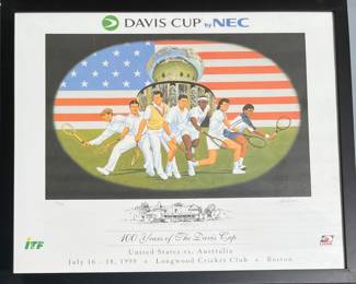 Original Davis Cup Poster: 100 Years Of The Davis Cup, US Vs Australia, Signed & Numbered, 1999
