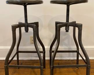 Pair Of Machinist Adjustable Counter And Bar Stools
