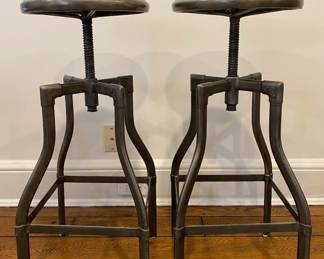 Pair Of Machinist Adjustable Counter And Bar Stools
