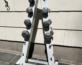 York Weight Stand And Seven Dumbbells
