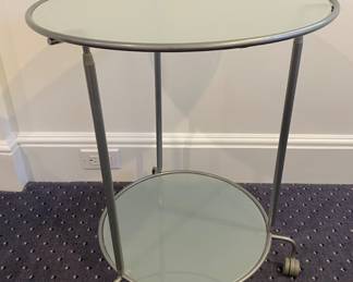 Ikea Heimdal Glass And Metal Rolling Side Table
