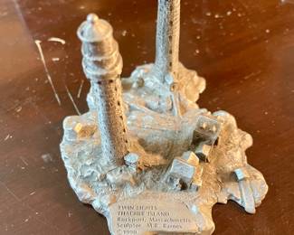ScanArt pewter twin lighthouses Rockport  