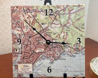 National Geographic tile clock Beverly MA map