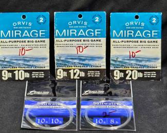 3 Orvis & 2 WW Sportsman Tapered Leaders-New