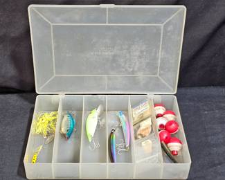 Divided Box with Lures, Bobbers, Hooks, & Worms
