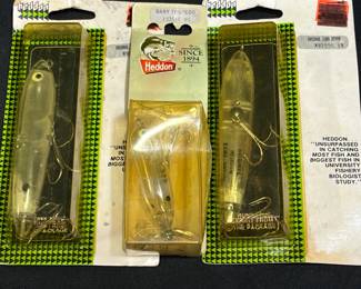 3 Heddon Fishing Lures - 2 NIB 1 Used