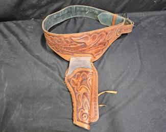 Leather Western Style Holster with Ammo Belt