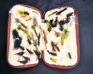 White River Leather Fly Case with 30+ Flies