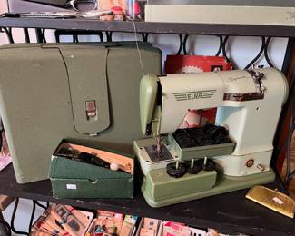 Vintage ELNA Supermatic sewing machine with hard metal case