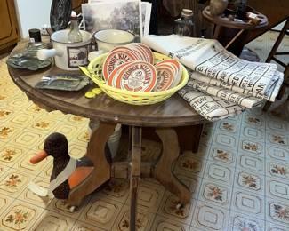 Antique lamp table - full of vintage goodies!