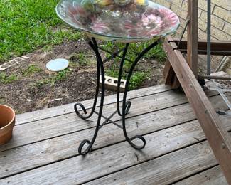 Iron / glass bird bath