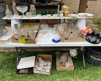 Backyard - lots of canning jars / mason jars