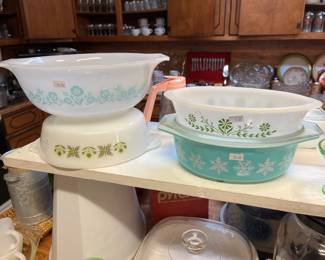 GREAT PYREX!! Turquoise Snowflake and others