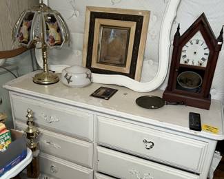 White dresser and queen size mattress set