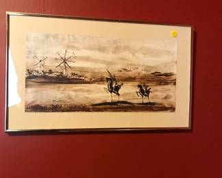 "Chasing Windmills:"  Don Quixote print.