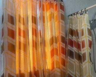 Mid Century Matching Shower Curtain and Curtains 