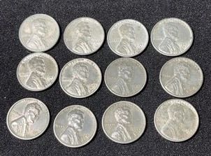 12 United States 1943 D Steel Pennies
