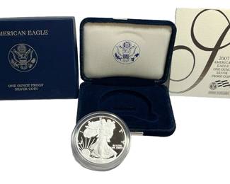 2007 Silver American Eagle Dollar Proof Coin & Uncirculated Mint W/COA 1oz .999
