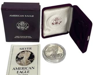 1988 S Silver American Eagle Dollar Proof Coin & Uncirculated Mint W/COA 1oz .999
