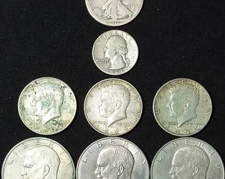 8-US Coins * 1917 US Silver Half Dollar Walking Liberty * 1939 Silver Quarter
