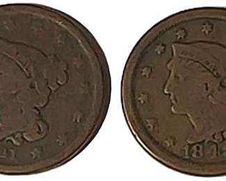 1841 & 1848 One Cent Coins
