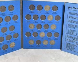 25 U.S Silver Buffalo Head Nickels With Book 1918-1937 * Extra 1937
