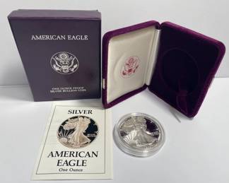 1988 S Silver American Eagle Dollar Proof Coin & Uncirculated Mint W/COA 1oz .999
