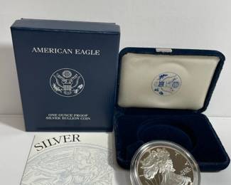 2003 W Silver American Eagle Dollar Proof Coin & Uncirculated Mint W/COA 1oz .999
