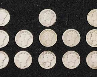 16 US Silver Mercury Dimes * Coins
