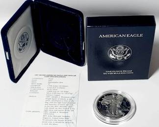 1997 Silver American Eagle Dollar Proof Coin & Uncirculated Mint W/COA 1oz .999
