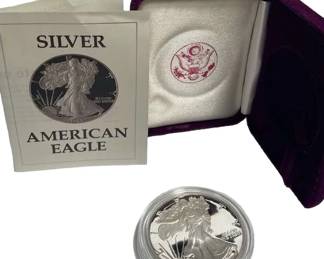 Coin 1987 S Silver American Eagle Dollar Proof Coin & Uncirculated Mint W/COA 1oz .999
