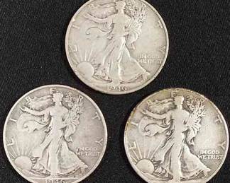 (3) 1946 US Walking Liberty Half Dollar Silver Coins

