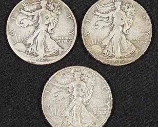 (3) 1945 Walking Liberty US Half Dollar Silver Coins
