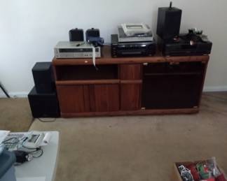 Stero set, receiver and turntable, cassette player. And speakers, and Entertainment center - Everything $200