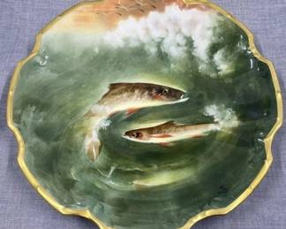 Limoges Hand Painted Salmon Serving Piece