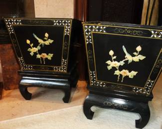 Pair of Vintage Chinese Lacquer Planters