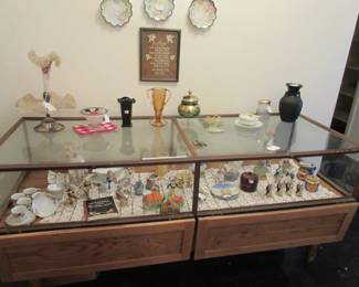 Antique display cabinet with Occupied Japan Items