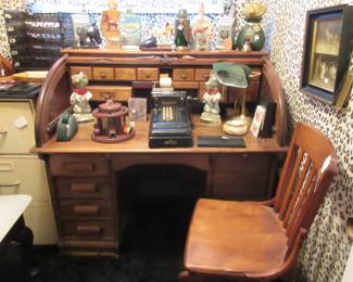Antique Roll Top Desk/Chair
